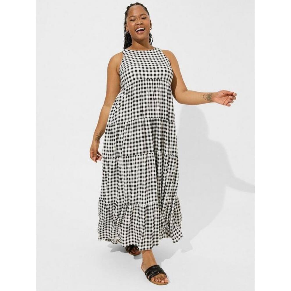 Torrid Maxi Wash halter Checkered Dress - Picture 1 of 3